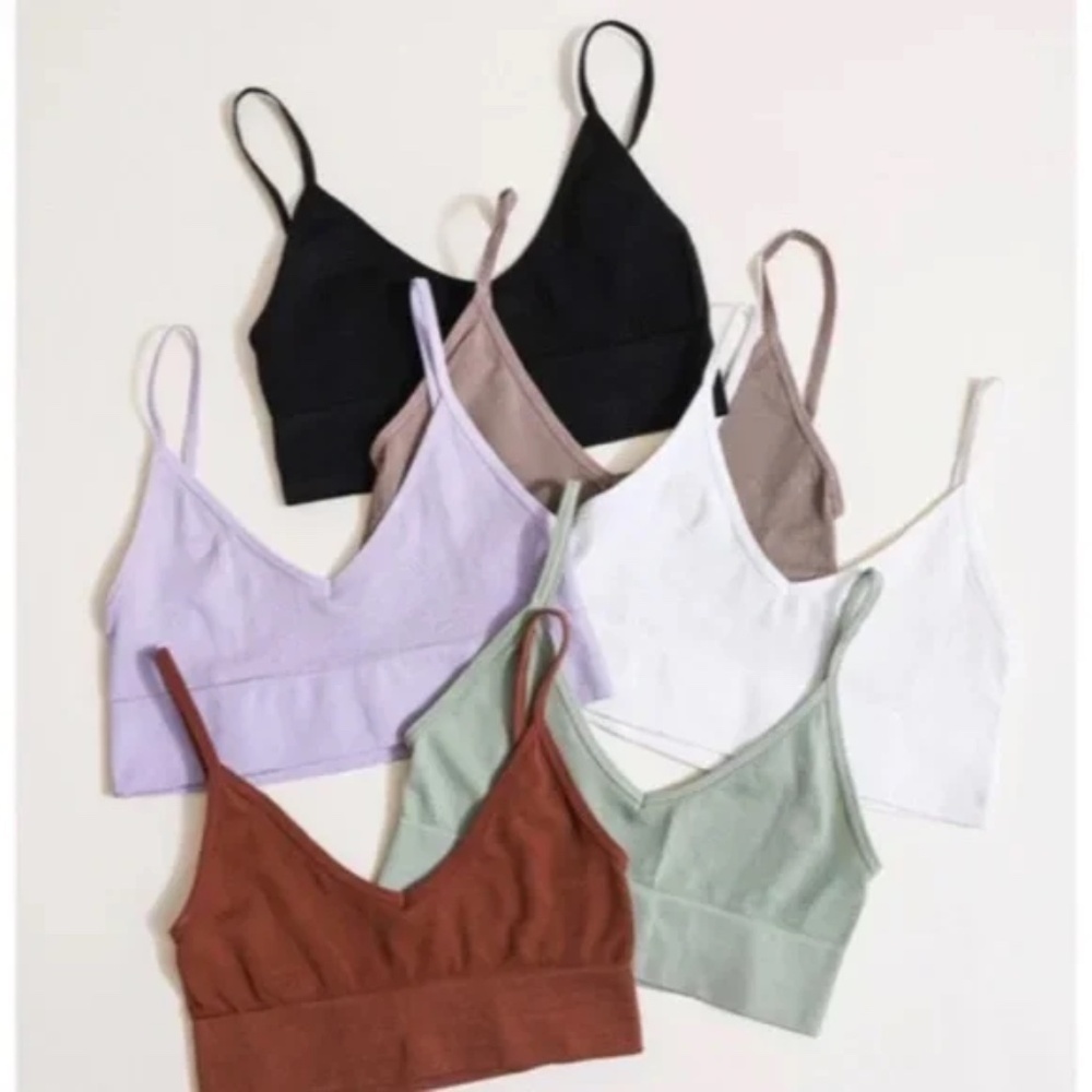 Black Chocolate Lilac White Sage Mocha Low Back Seamless Solid Bralette Womens